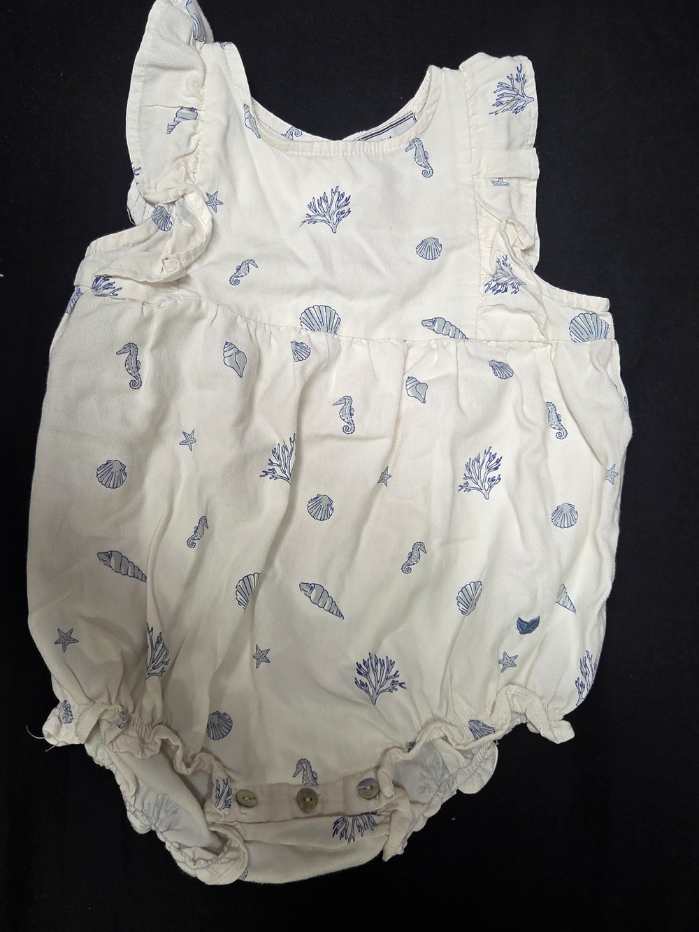 Petite Plume Baby Coastal Blue Sea Shell Coral Print Bubble Romper 12/18M